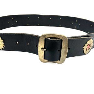 ETRO Cowboy Belt Brown Leather Gold Tone Hardware